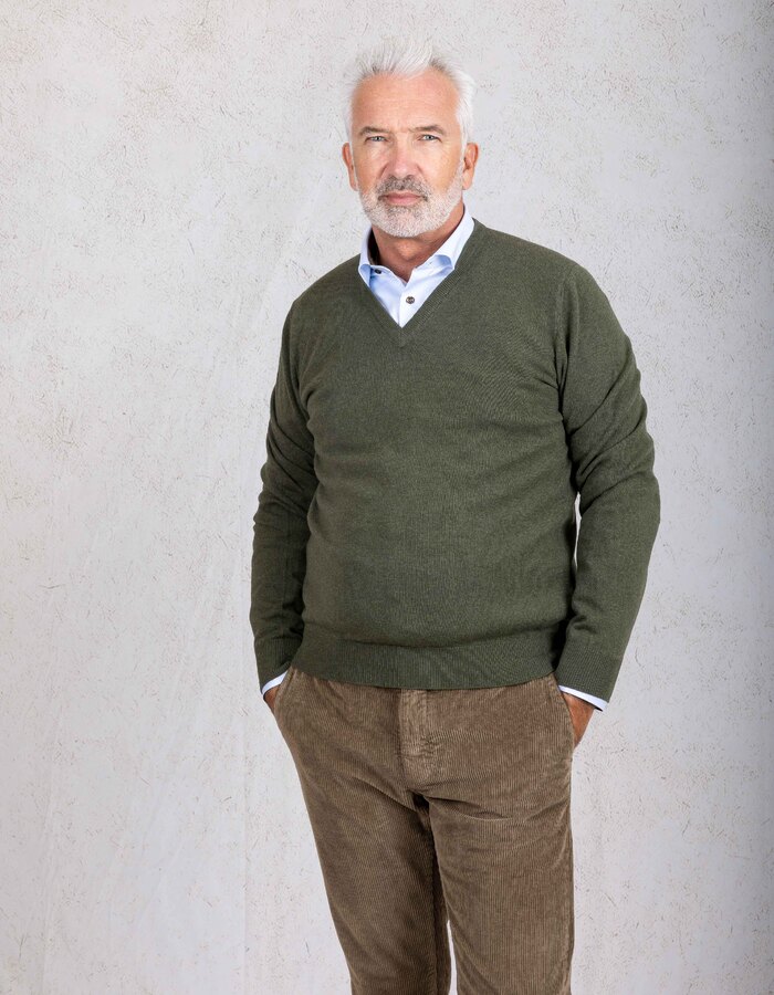 Gran Sasso pull met v-hals groen