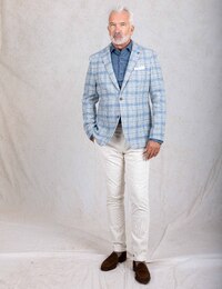 Blazer met ruitpatroon en wol lichtblauw