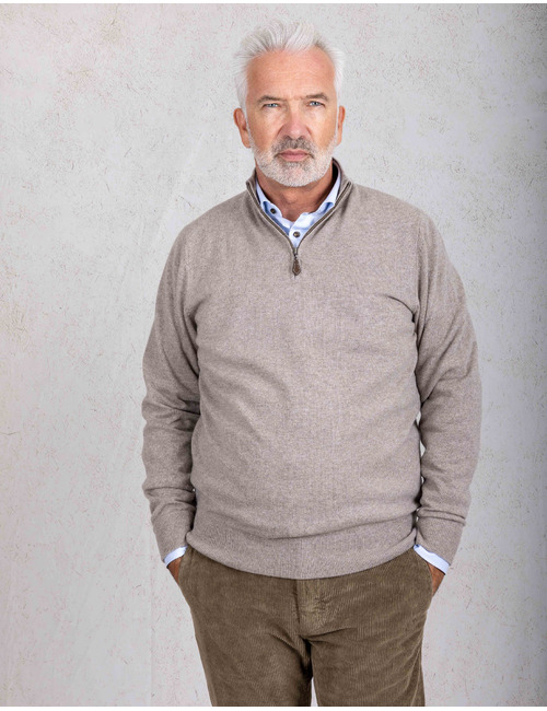 Alan Paine pull met korte rits beige