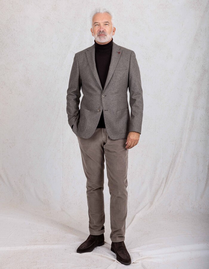 Blazer slim fit in wolmix bruin