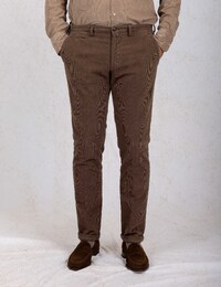 BGO5 broek modern fit velour birdseye bruin