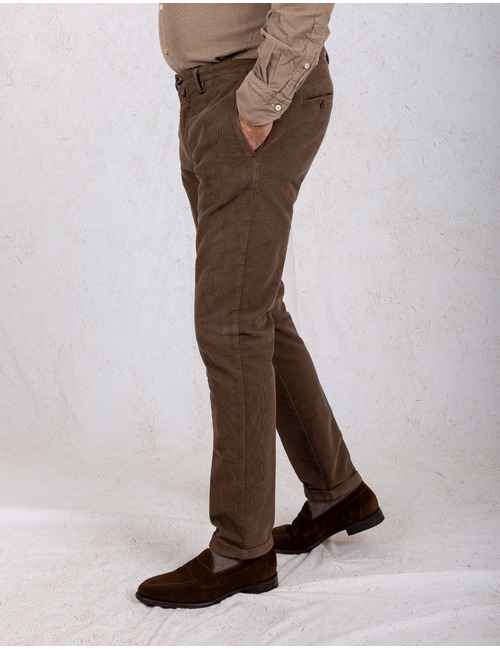 BGO5 broek modern fit velour birdseye bruin