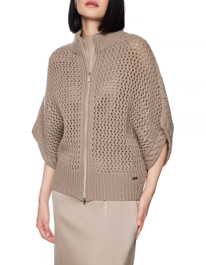 Marccain 3/4 mouw gilet bruin