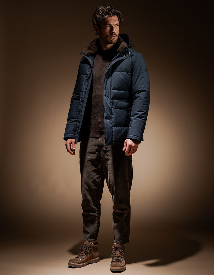 Bartolo gewatteerde jas met capuchon navy