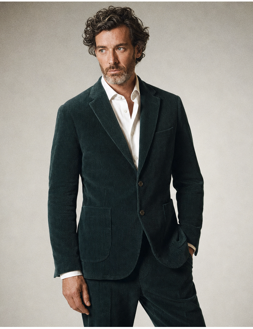 DiNick AT corduroy blazer met stretch donkergroen