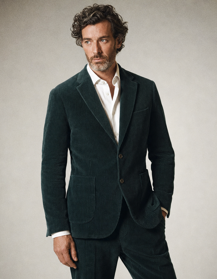 DiNick AT corduroy blazer met stretch donkergroen