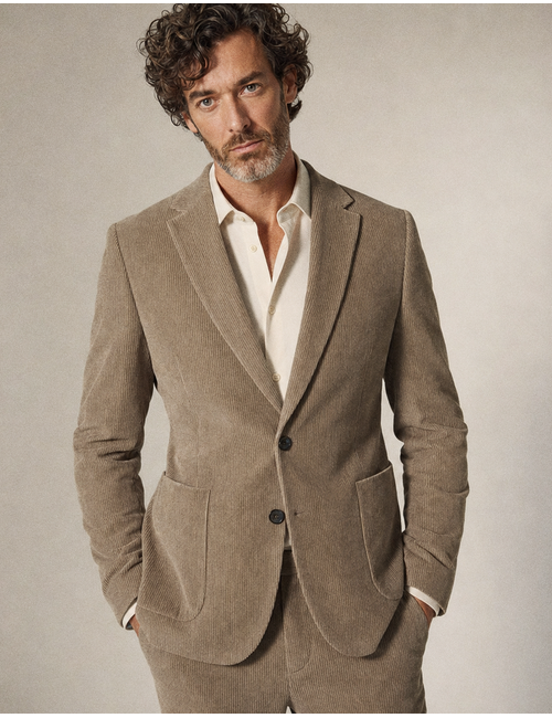 DiNick AT corduroy blazer met stretch taupe