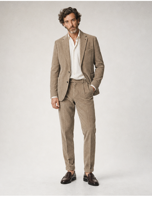 DiNick AT corduroy blazer met stretch taupe