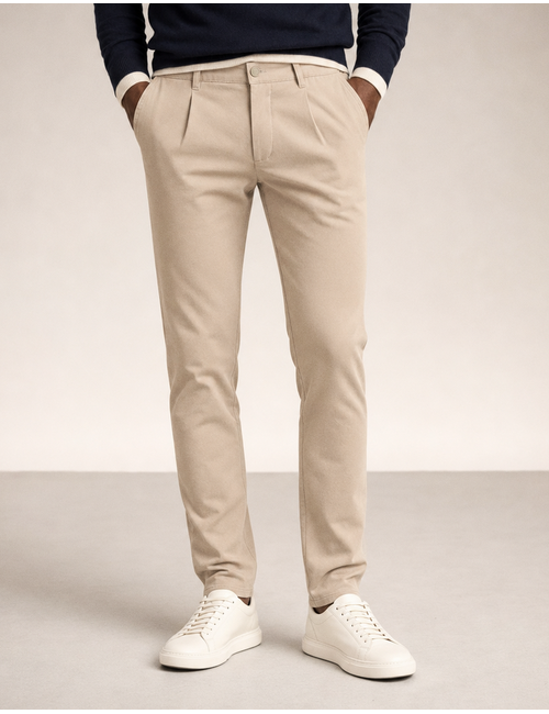 Pleated Travel Pants chino met stretch