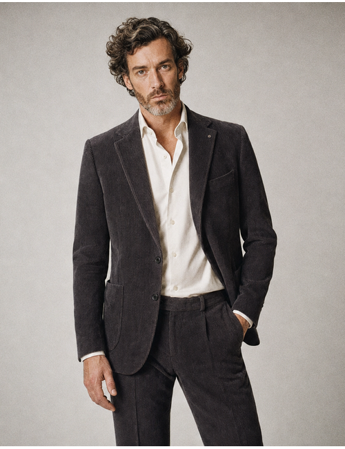 DiNick AT corduroy blazer met stretch donkerbruin