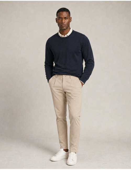 Pleated Travel Pants chino met stretch