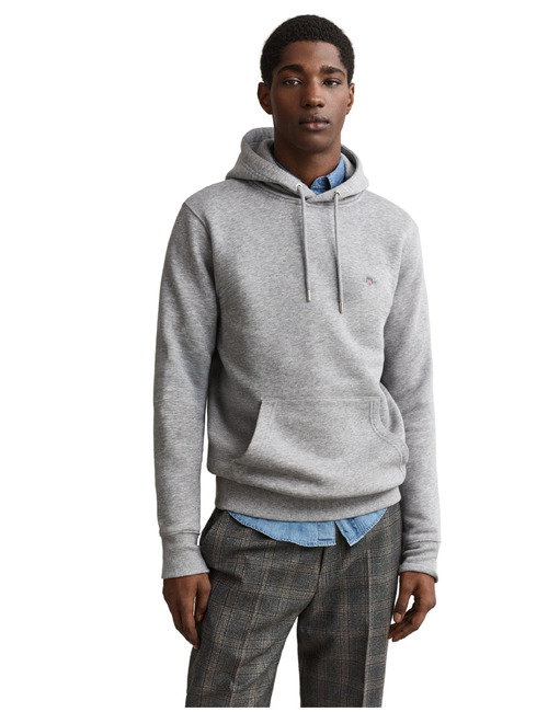 Shield hoodie met logoborduursel grijs