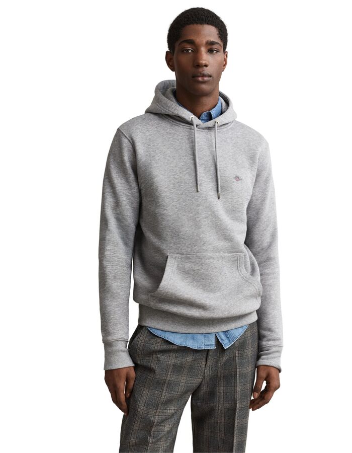 Shield hoodie met logoborduursel grijs
