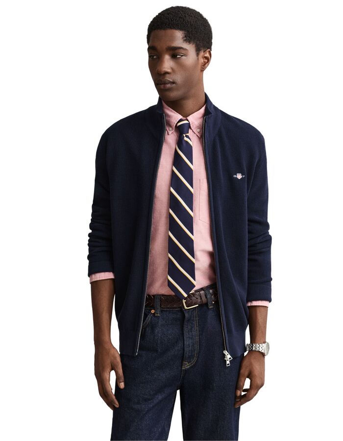 Katoenen vest met wafelstructuur evening blue