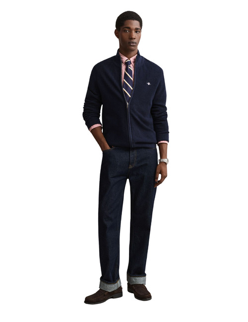 Katoenen vest met wafelstructuur evening blue