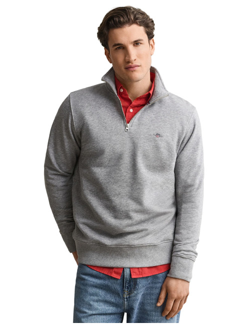 Shield sweatshirt met halve rits grey melange