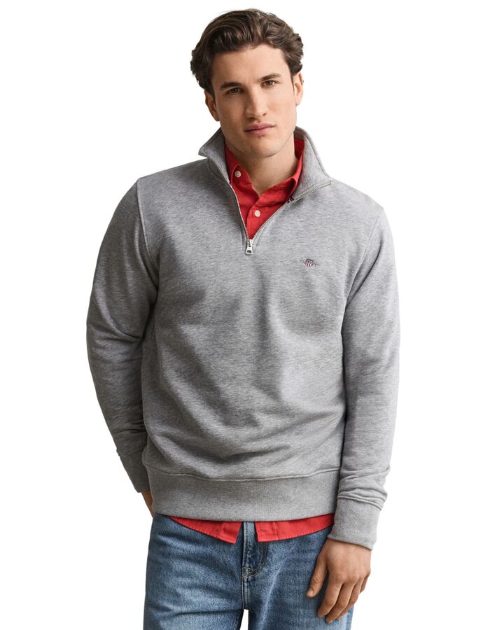 Shield sweatshirt met halve rits grey melange