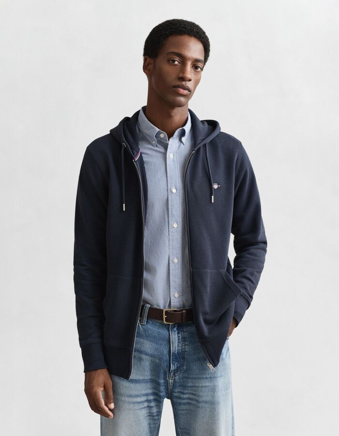 Shield hoodie met ritssluiting evening blue
