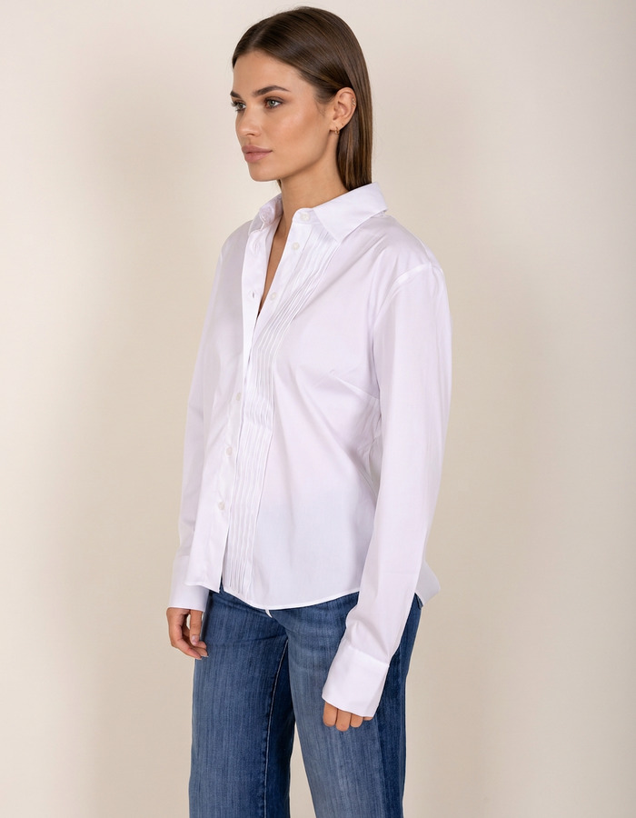 Beverly - blouse à détails plissés blanc