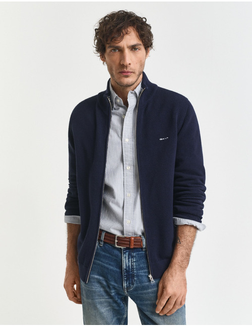 Ritsvest van katoenpiqué evening blue