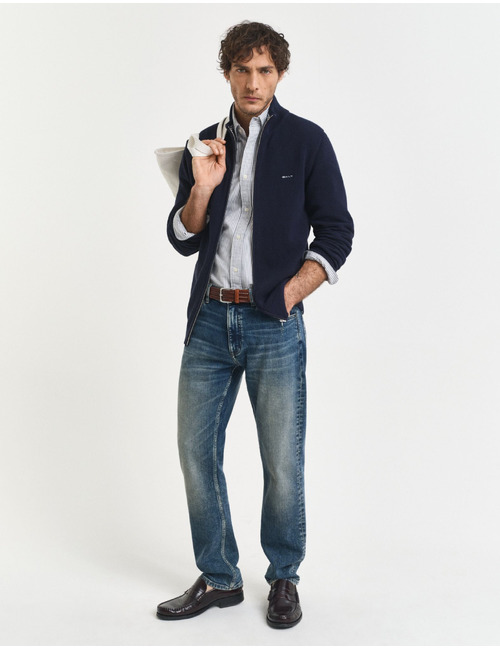 Ritsvest van katoenpiqué evening blue