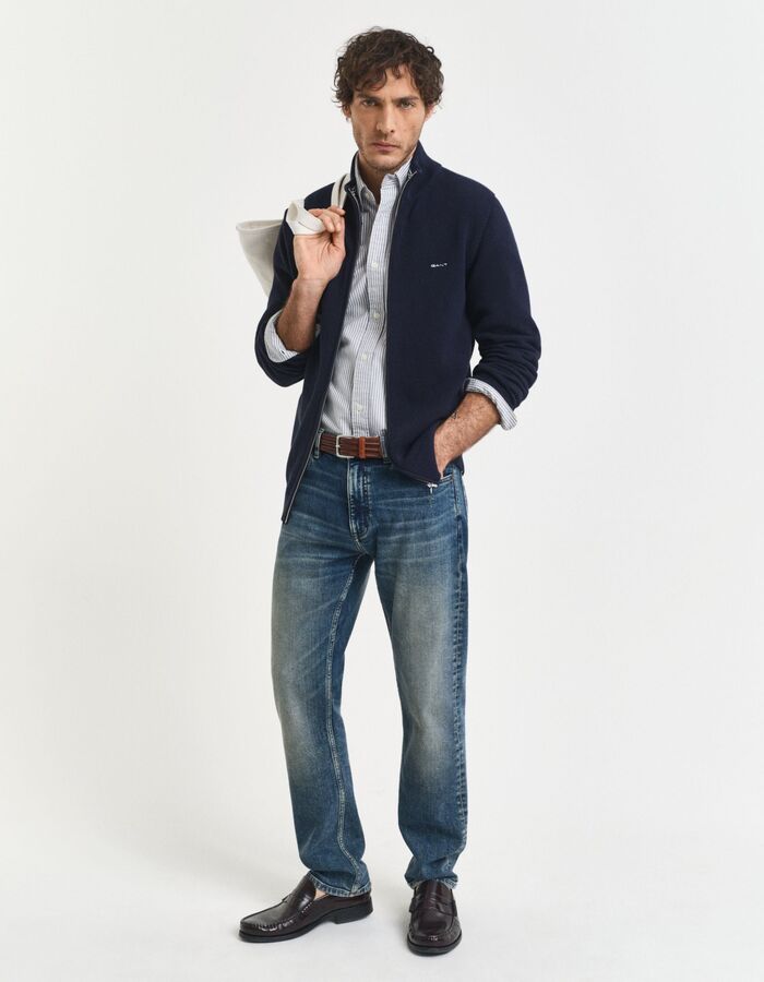 Ritsvest van katoenpiqué evening blue