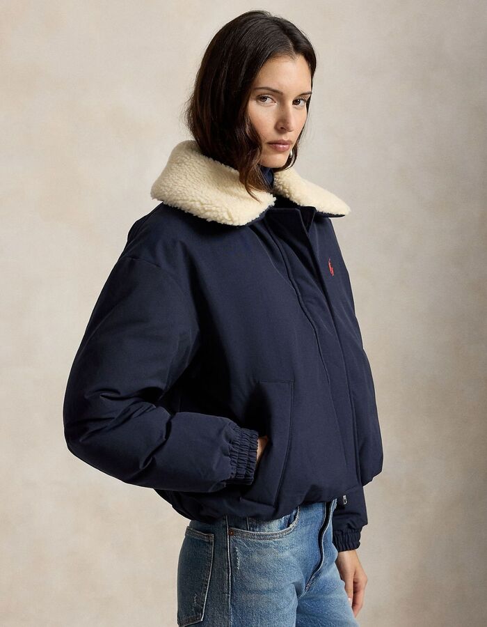 Veste puffer en duvet avec col amovible