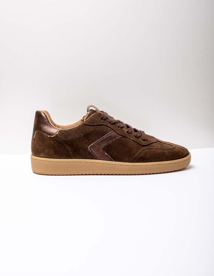 Salta - suède sneakers met metallic detail donkerbruin