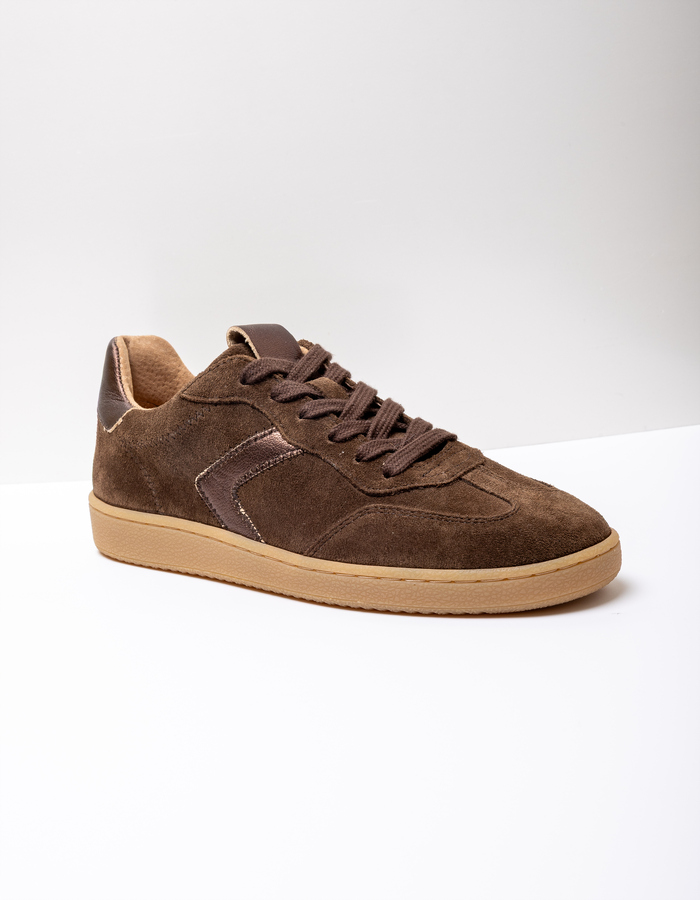 Salta - suède sneakers met metallic detail donkerbruin