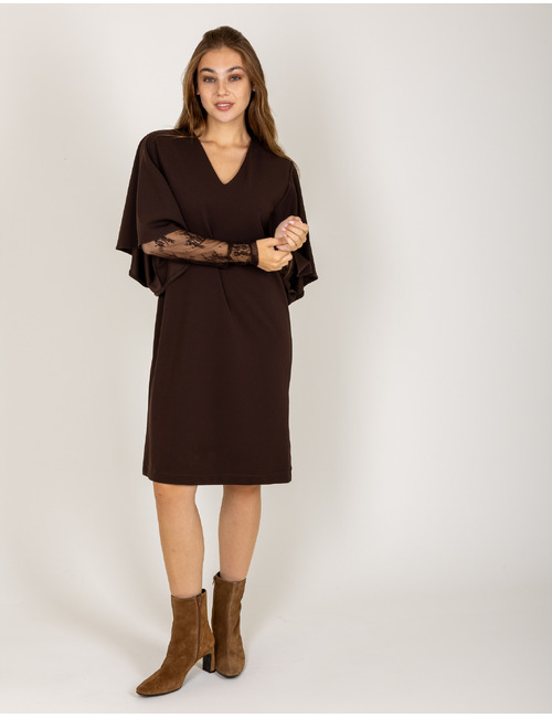 Amelie Amelie lang kleed bruin