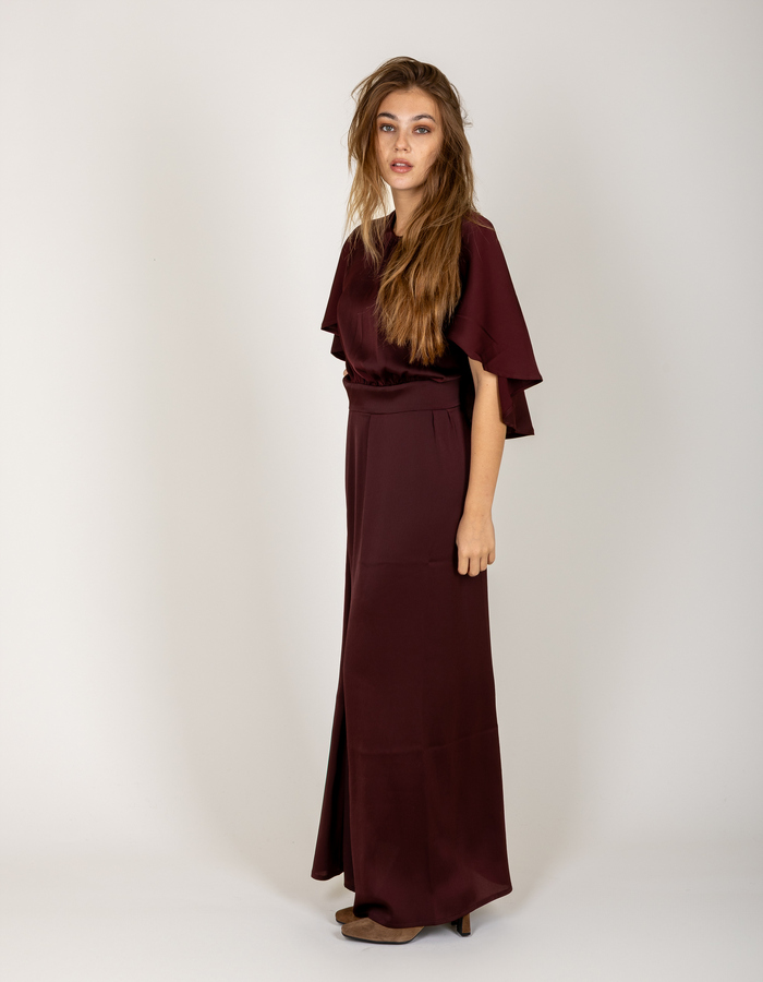 Felice Long Dress - robe de soirée avec cape burgundy