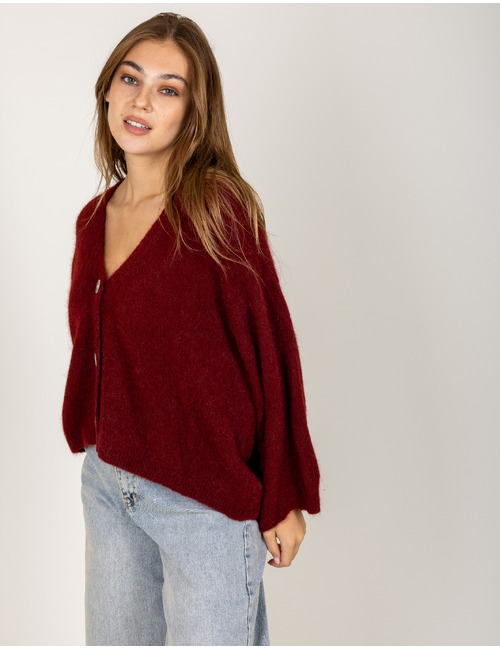 Amelie Amelie lange mouw gilet rood