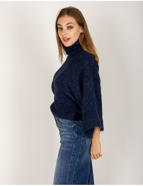 NamibiaW6 - Knitted Sweater gebreide coltrui in blauw