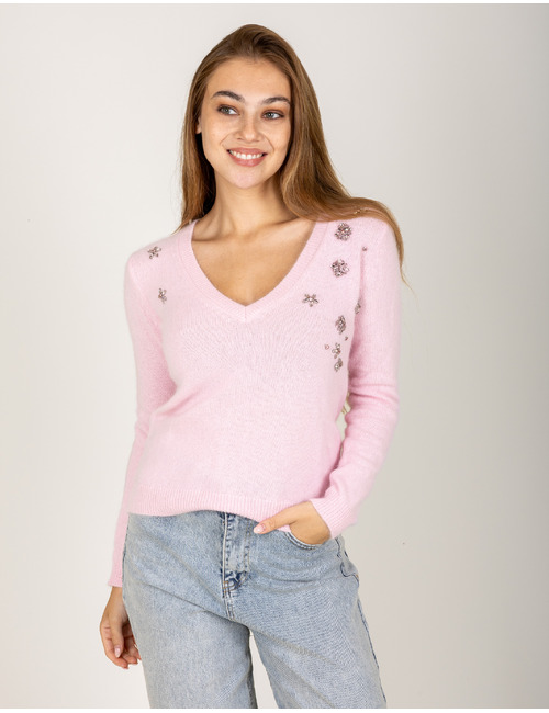 Gaylees - trui met kralenapplicaties roze