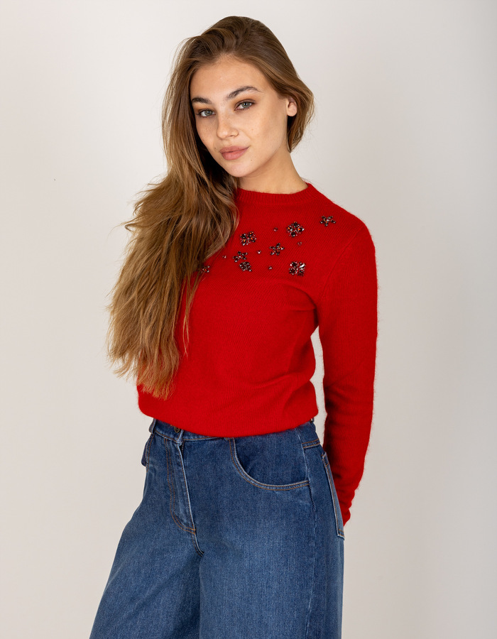 Baylees - pull avec applications de perles rouge