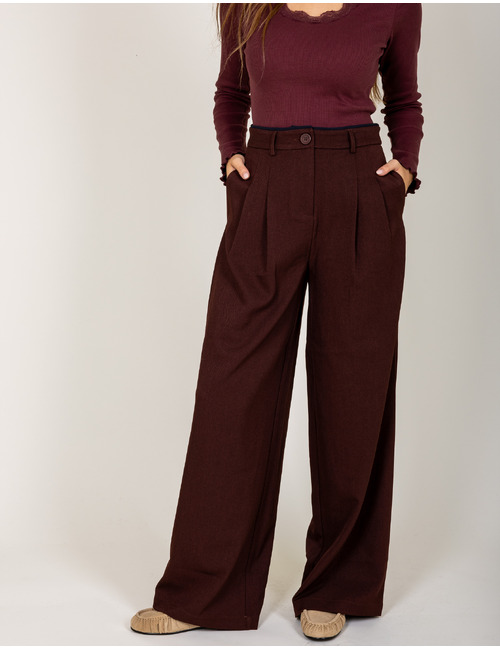 LuxW6 - trouser pantalon élégante à jambes larges bordeaux