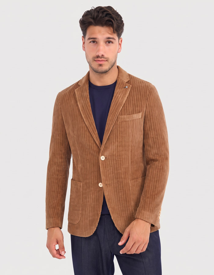 Blazer met corduroy structuur camel