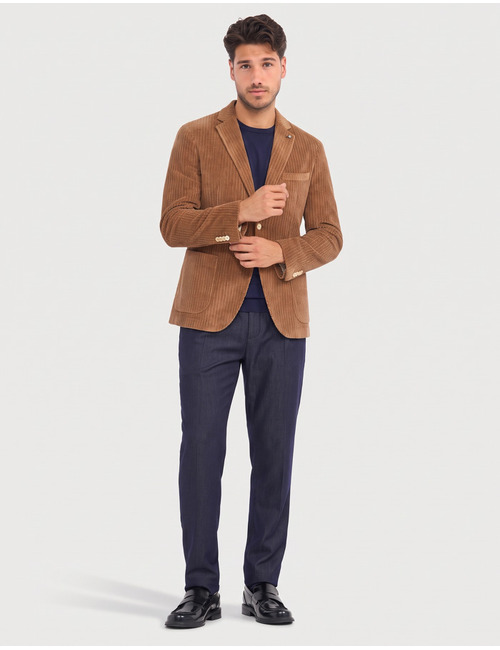 Blazer met corduroy structuur camel