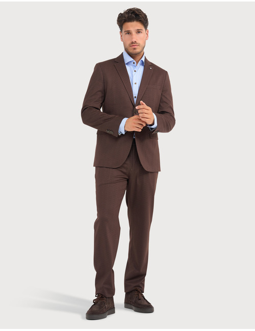 Blazer met stretch en dessin bruin
