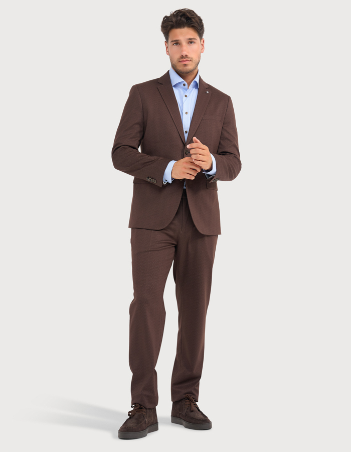 Blazer met stretch en dessin bruin
