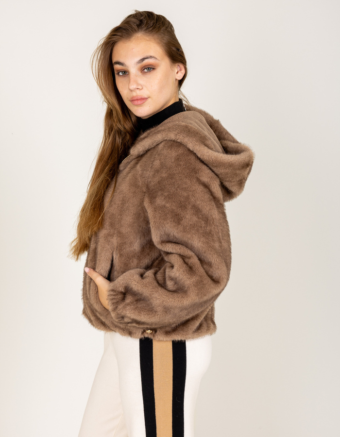 Faustine - veste réversible en fausse fourrure camel
