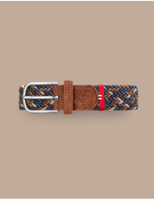 Ascot gevlochten riem met suède bruin en blauw