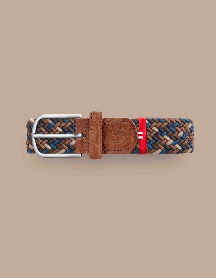 Ascot gevlochten riem met suède bruin en blauw
