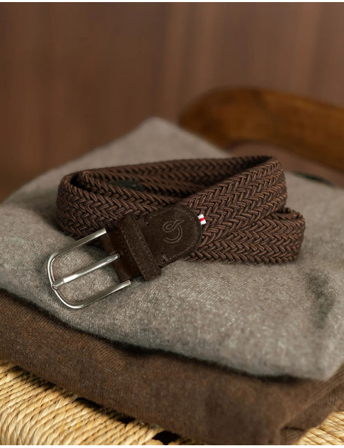 Bond Street gevlochten riem met suède warmbruin