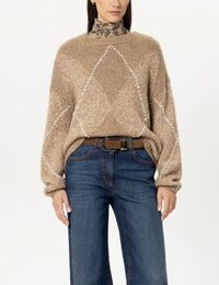 Trui in alpacamix met macro-argyle multi
