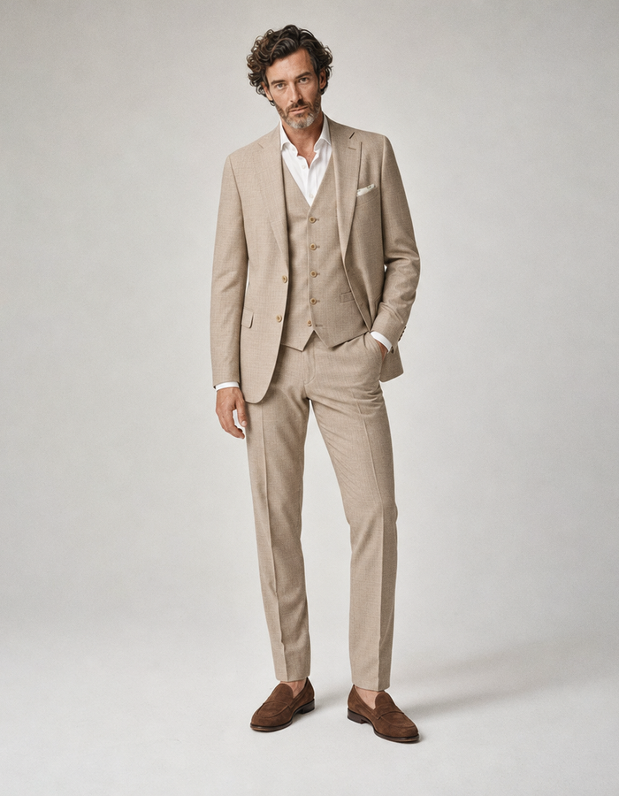 CG Winslow wollen gilet met stretch beige