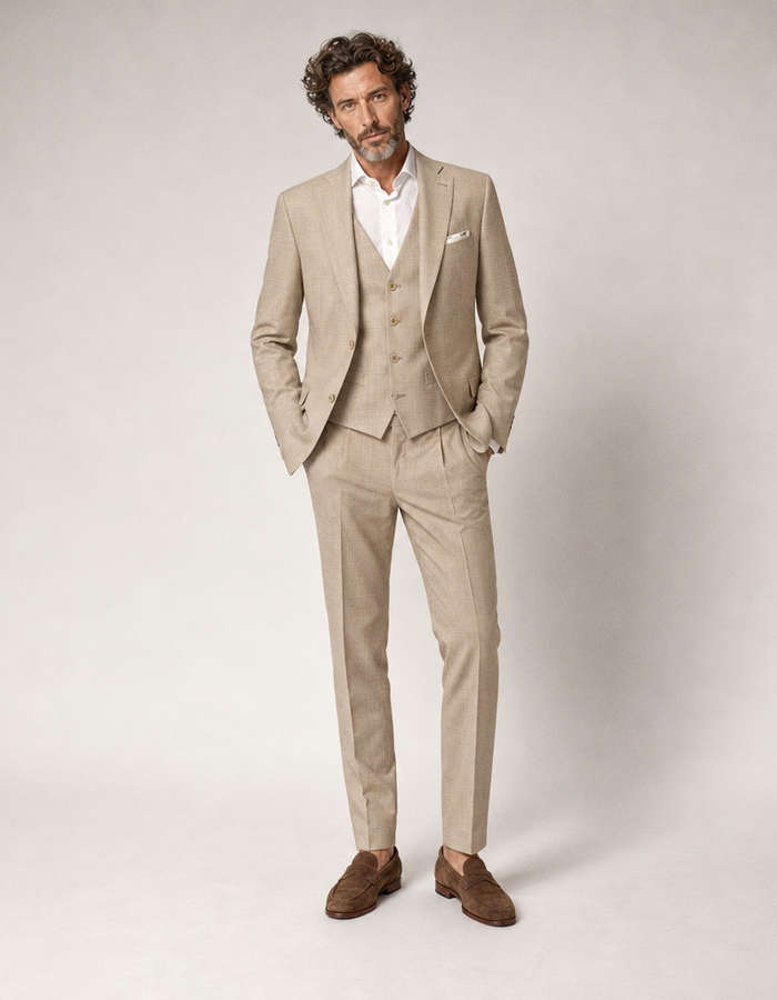 CG Shelby wollen colbert met stretch beige