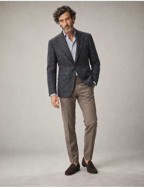 CG Theo geruit wollen colbert blauw