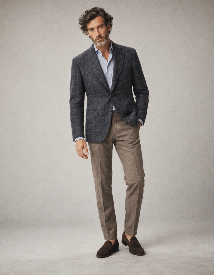 CG Theo geruit wollen colbert blauw