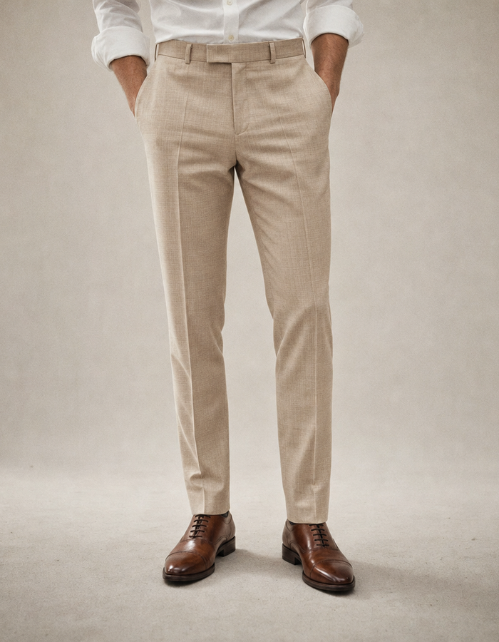 CG Sendrik wollen broek met stretch beige